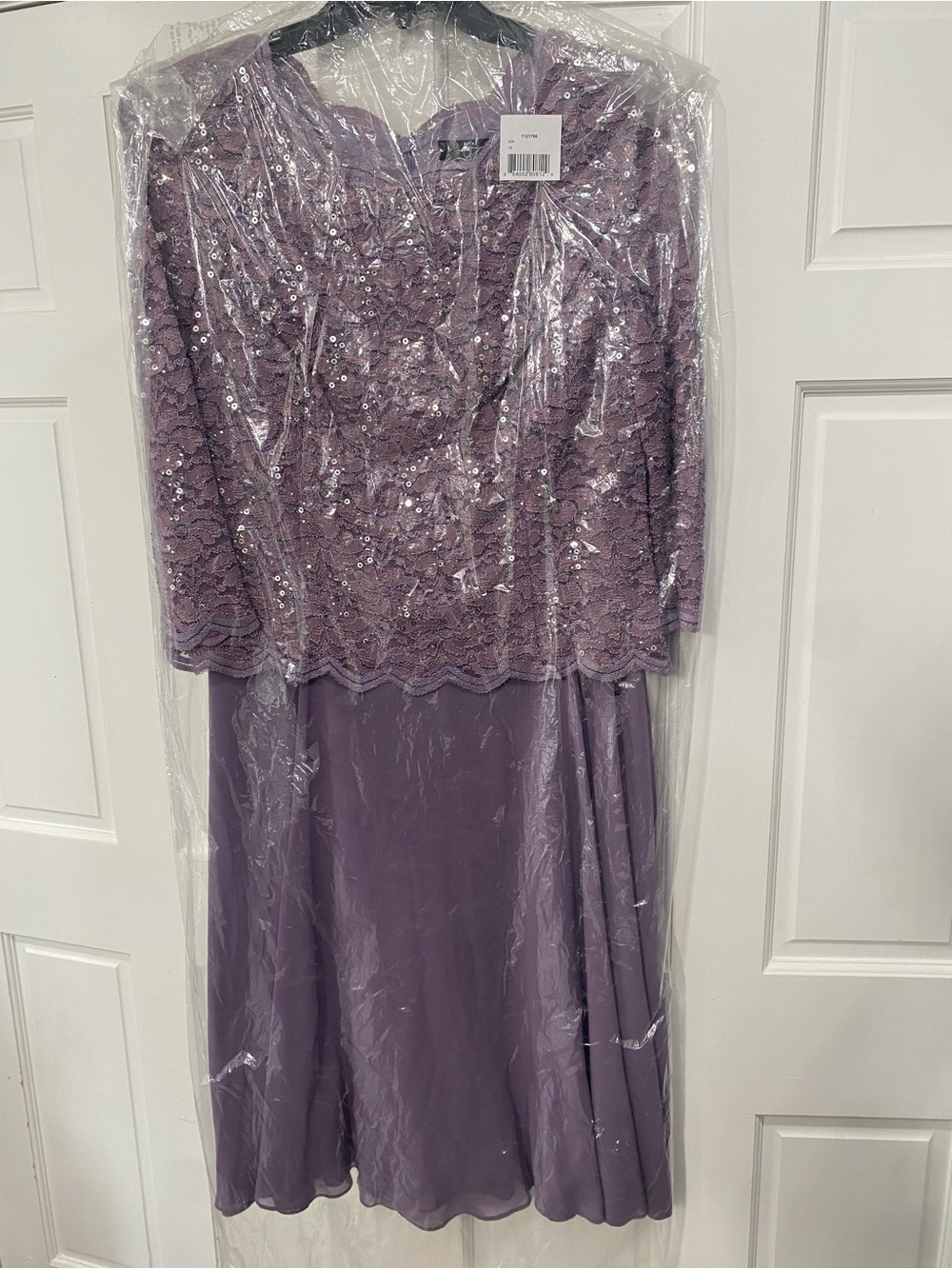 Alex Evenings Lavender Lace Sequin Evening Dress